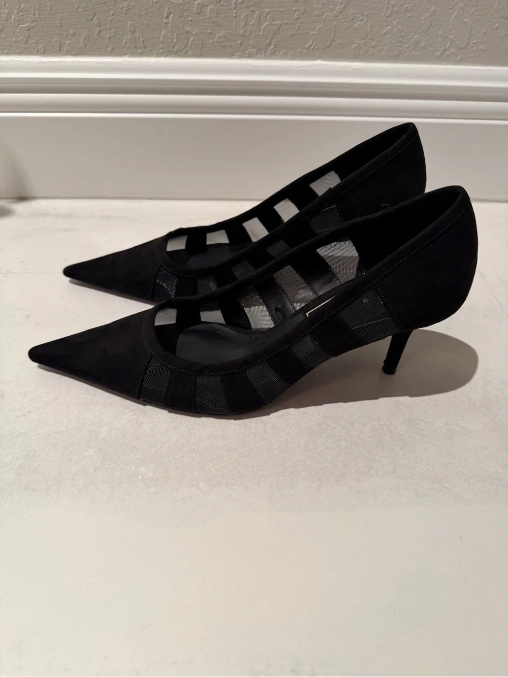 ZARA Black Pointed-Toe Cutout Heels